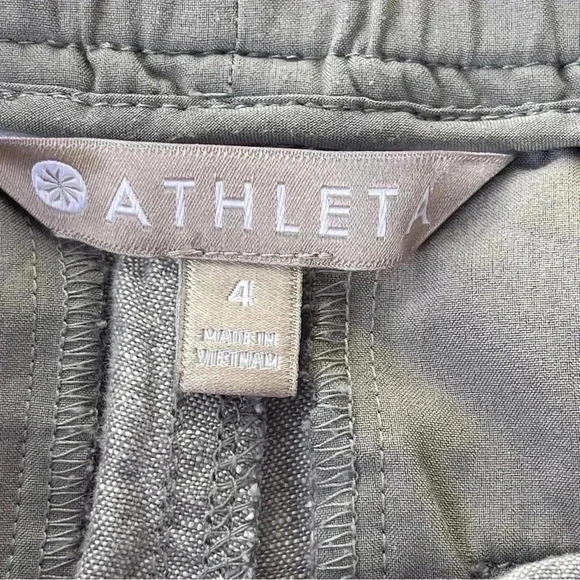 ATHLETA Cabo 100% Linen 4" Shorts Gray, Size 4 - Picture 5 of 6